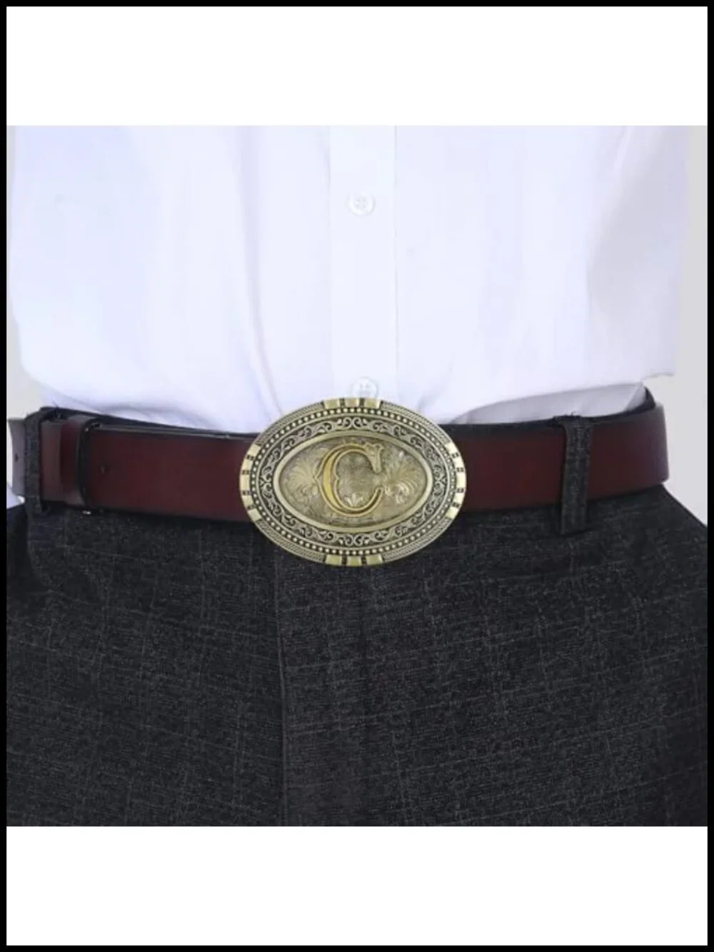 Vintage Celtic Western Cowboy Belt Buckle Initials Zinc Alloy 7.4cm by 9.8cm